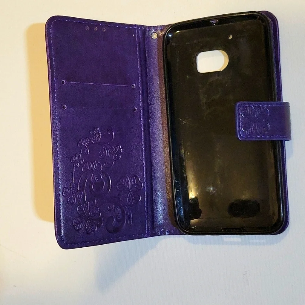 HTC 10 phone case wallet style purple New